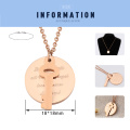 Stainless Steel Rose Gold Disc&Key Pendant Necklace For Couple Custom Initials Memory Gift Girls